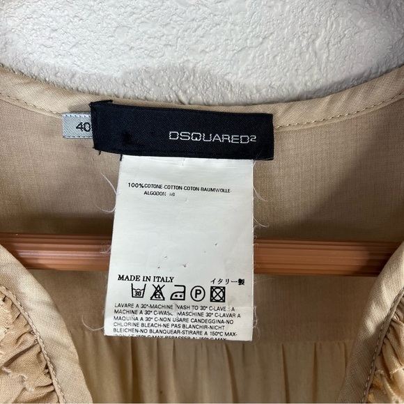 DSQUARED Cottagecore Cotton Ruffled V-Neck Long Sleeve Midi Dress - Picture 10 of 14